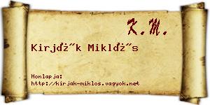 Kirják Miklós névjegykártya