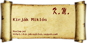 Kirják Miklós névjegykártya